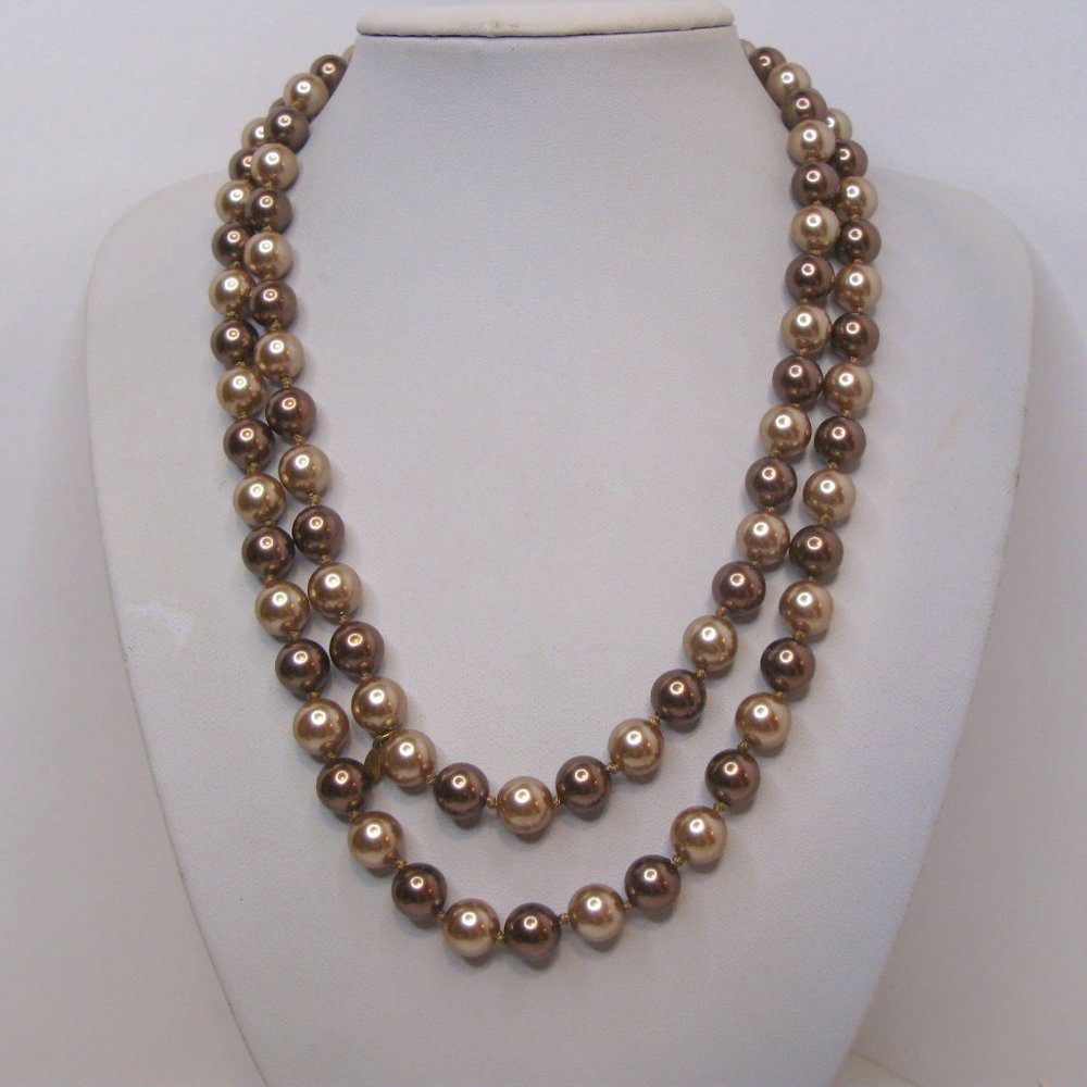 Roman Chocolate Pearl Bead Necklace 42" L